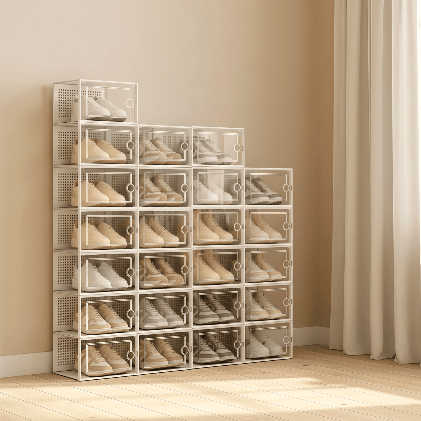 RELAXTY Organizzatore Scarpe – Scatole per Scarpe Impilabili Trasparenti con Apertura Frontale, Sistema Anti-Ribaltamento e Ventilazione