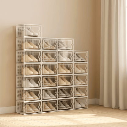 RELAXTY Organizzatore Scarpe – Scatole per Scarpe Impilabili Trasparenti con Apertura Frontale, Sistema Anti-Ribaltamento e Ventilazione