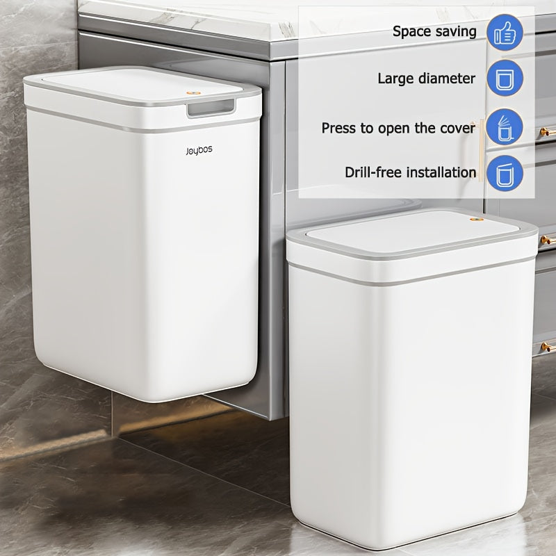Joybos Cestino da Bagno a Parete 9L con Coperchio - Design Risparmio Spazio e Antiodore per Cucina & Bagno, Facile Installazione, Nessuna Elettricità Richiesta