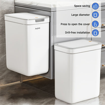 Joybos Cestino da Bagno a Parete 9L con Coperchio - Design Risparmio Spazio e Antiodore per Cucina & Bagno, Facile Installazione, Nessuna Elettricità Richiesta