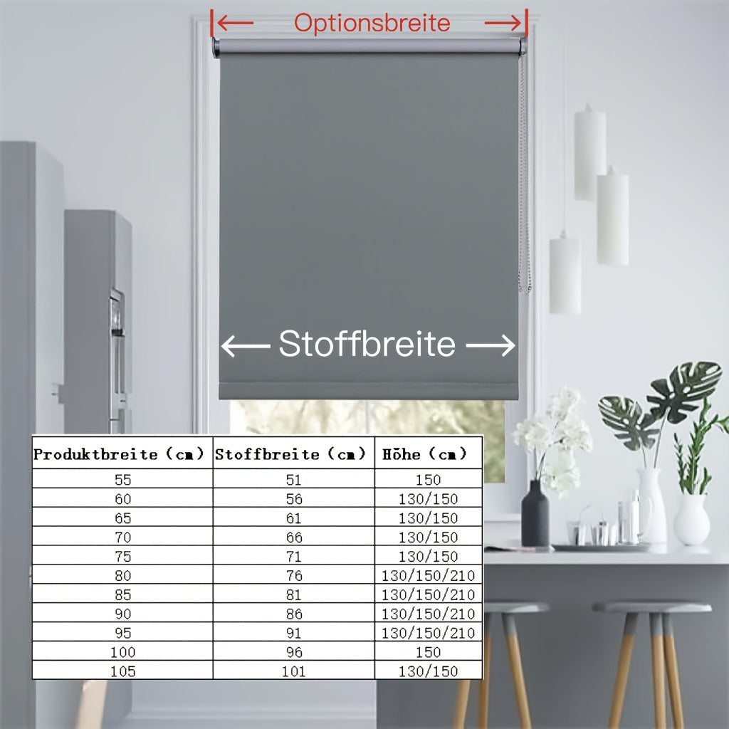 1 tenda parasole a clip senza fori | Privacy e blocco solare, catenella di sicurezza, sonno confortevole per camera da letto e casa | Larghezza = Larghezza del tessuto più 4 cm