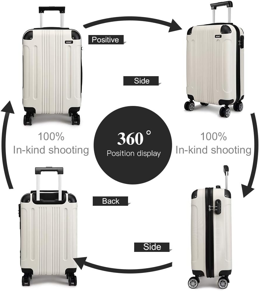Valigia da imbarco 55x35x20cm a guscio rigido in ABS con trolley da viaggio, bagaglio a mano da cabina, 33L, regalo per Black Friday, Giorno del Ringraziamento, Natale