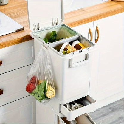 Pattumiera stretta da cucina da 32L con coperchio, raccolta differenziata con divisorio o doppi contenitori interni, a pedale per separazione di rifiuti asciutti e umidi, contenitore per rifiuti in plastica salvaspazio per cucina e bagno