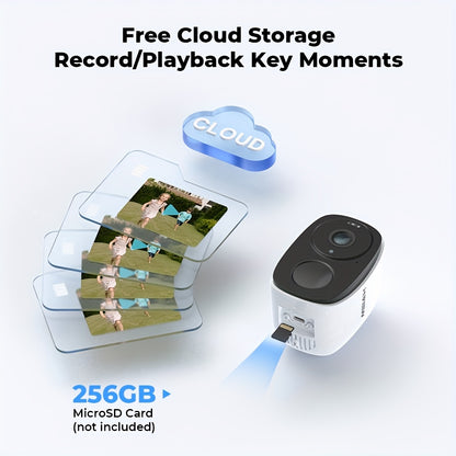 Telecamera di sicurezza WiFi wireless 3MP, telecamera di sicurezza per esterni, ricaricabile a energia solare e con ricarica USB (pannelli solari inclusi), 5200mAh, monitor domestico a basso consumo energetico e lunga durata della batteria, monitor di sic