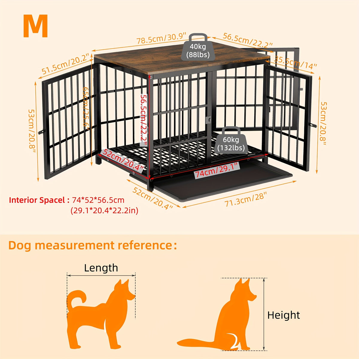 Gabbia per cani, legno per animali e casa – vista dettagliata 12