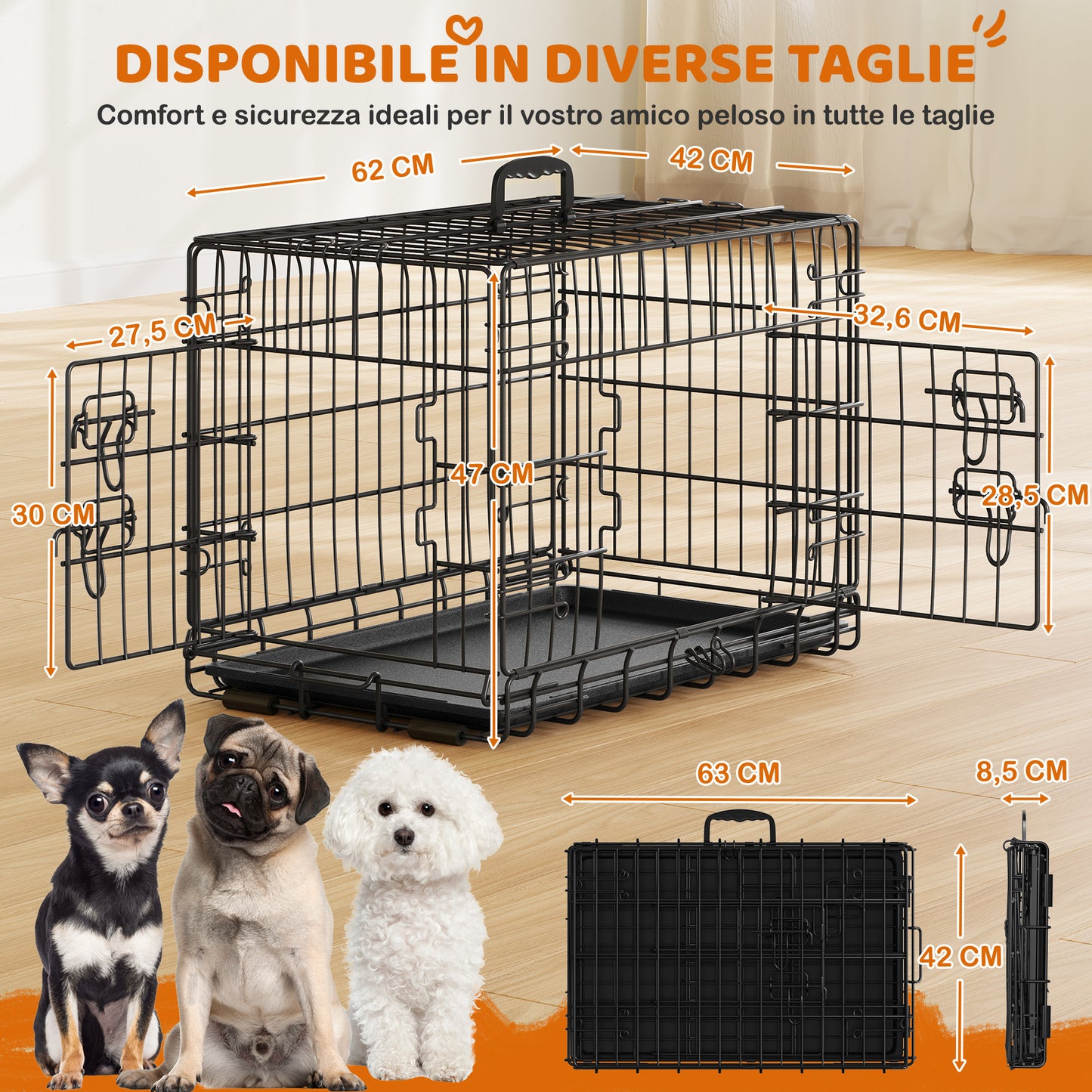 Gabbia per cani, pieghevole per animali e casa – vista dettagliata 3