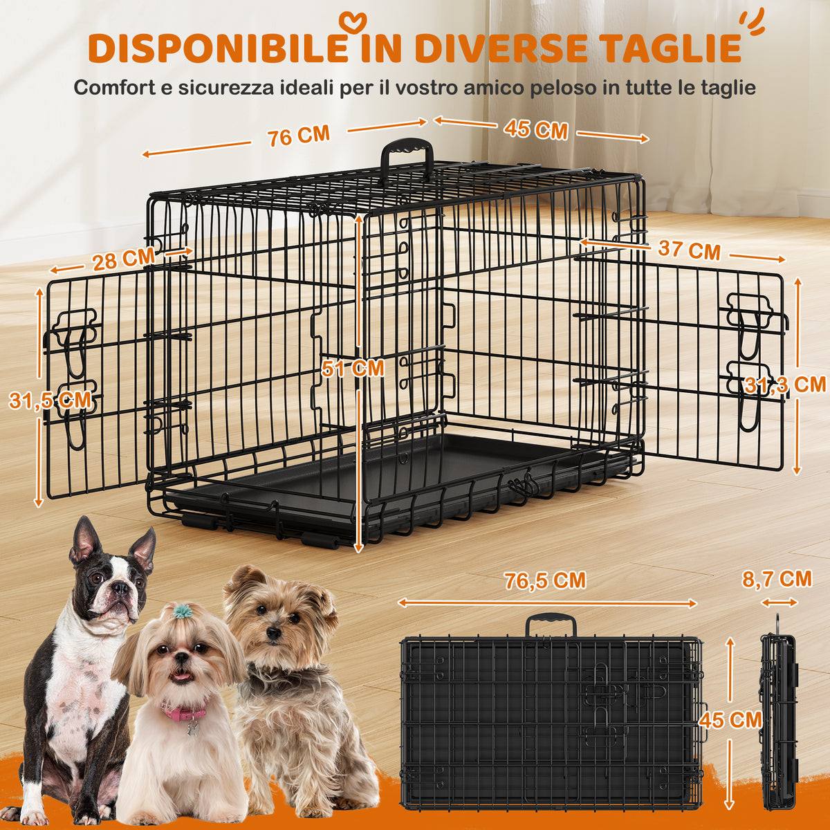 Gabbia per cani, pieghevole per animali e casa – vista dettagliata 6
