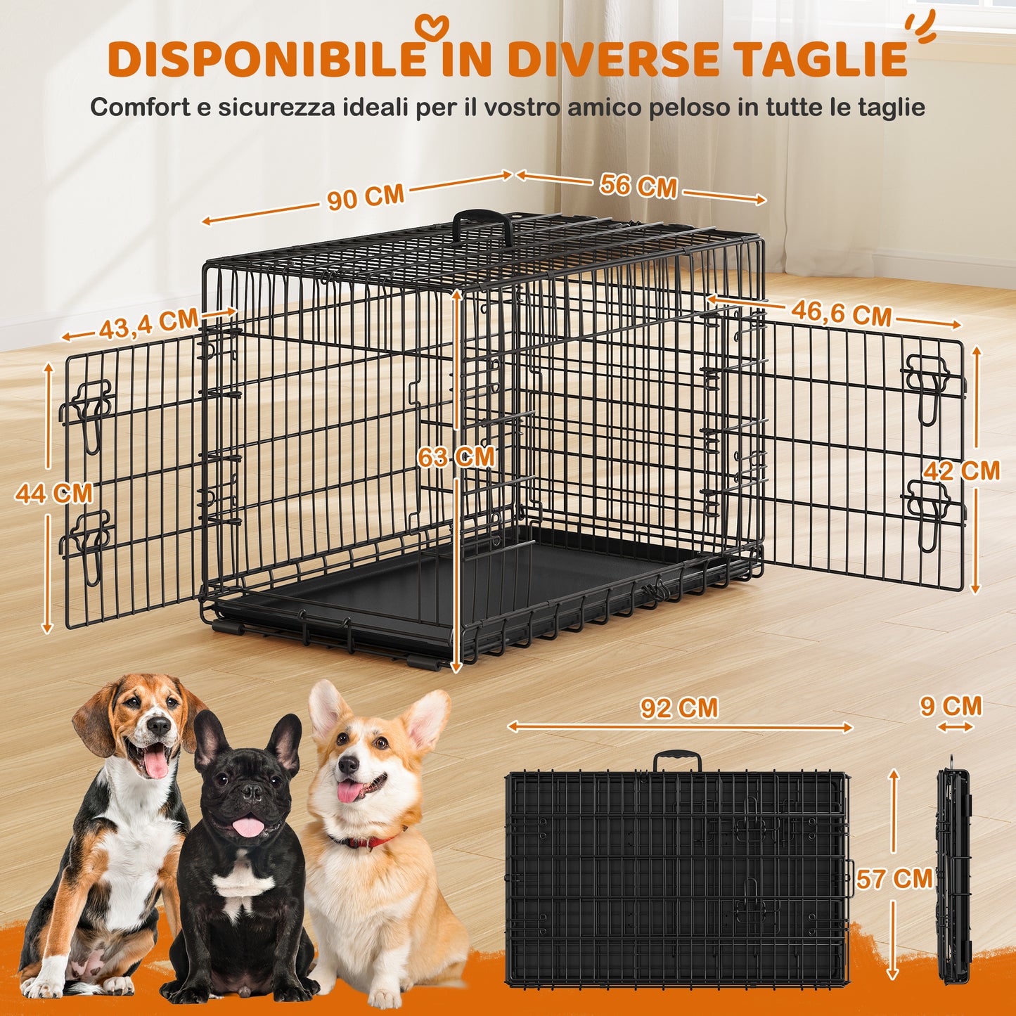 Gabbia per cani, pieghevole per animali e casa – vista dettagliata 9