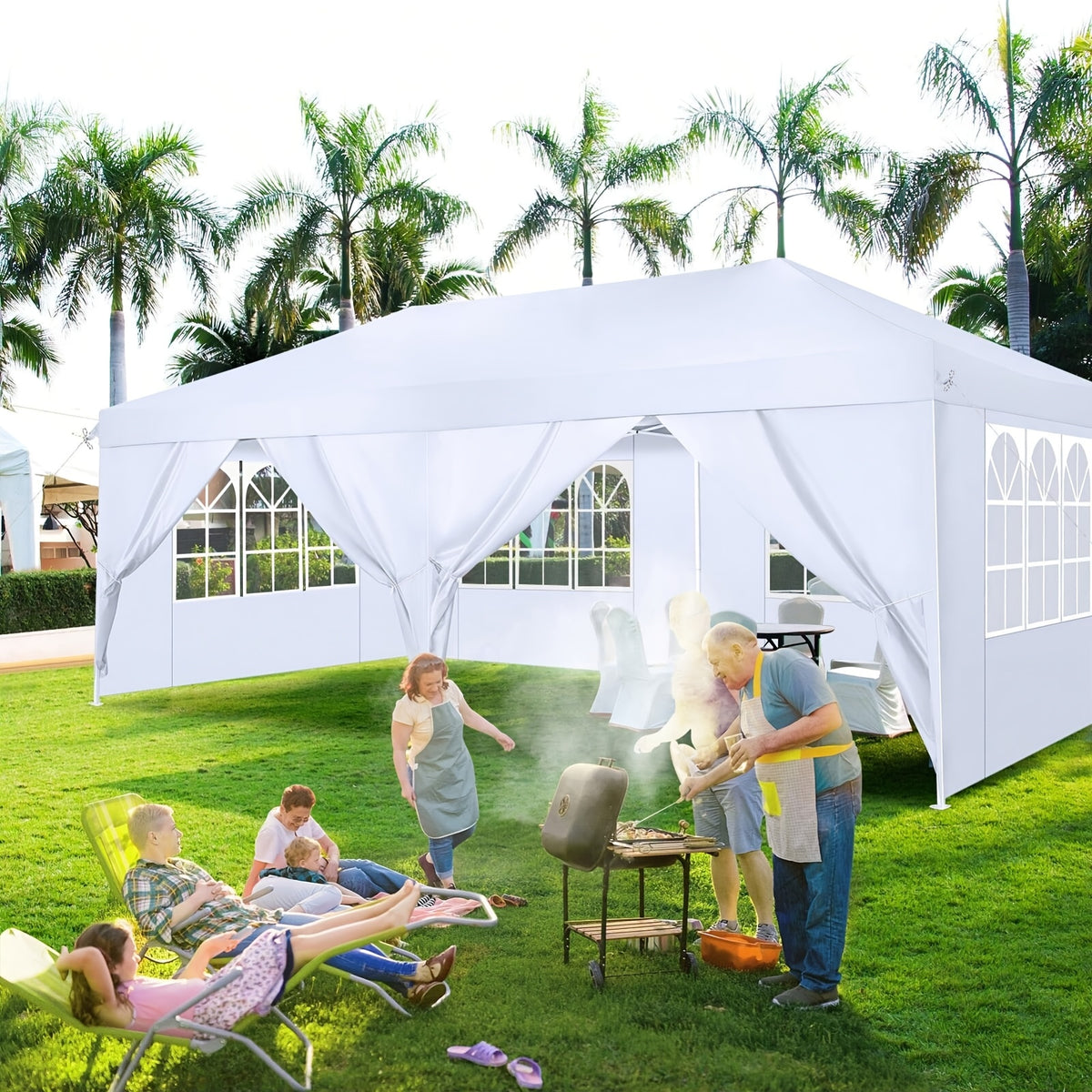 Gazebo pieghevole da giardino, Bianco per giardino e terrazza – vista dettagliata 2
