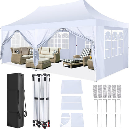 Gazebo pieghevole da giardino, Bianco per giardino e terrazza – vista dettagliata 10