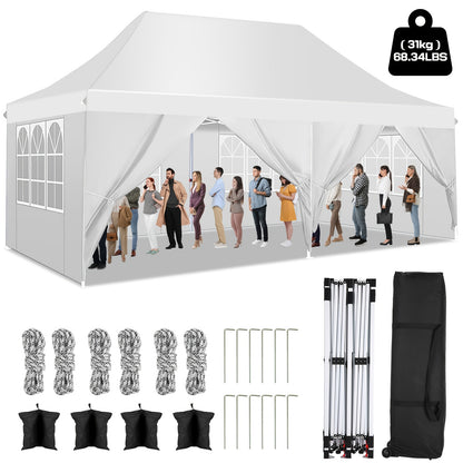 Gazebo pieghevole da giardino, Bianco per giardino e terrazza – vista dettagliata 14