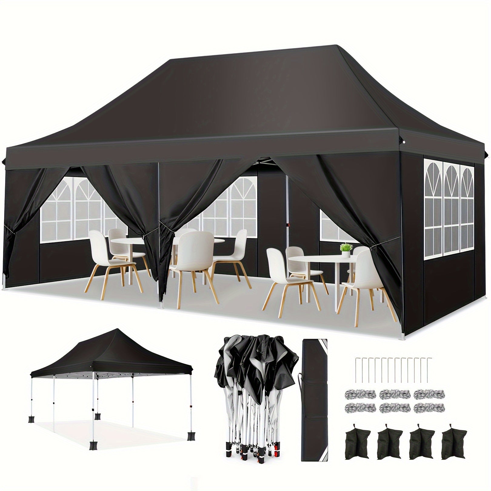 Gazebo pieghevole da giardino, Bianco per giardino e terrazza – vista dettagliata 17