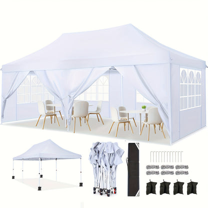 Gazebo pieghevole da giardino, Bianco per giardino e terrazza – vista dettagliata 29