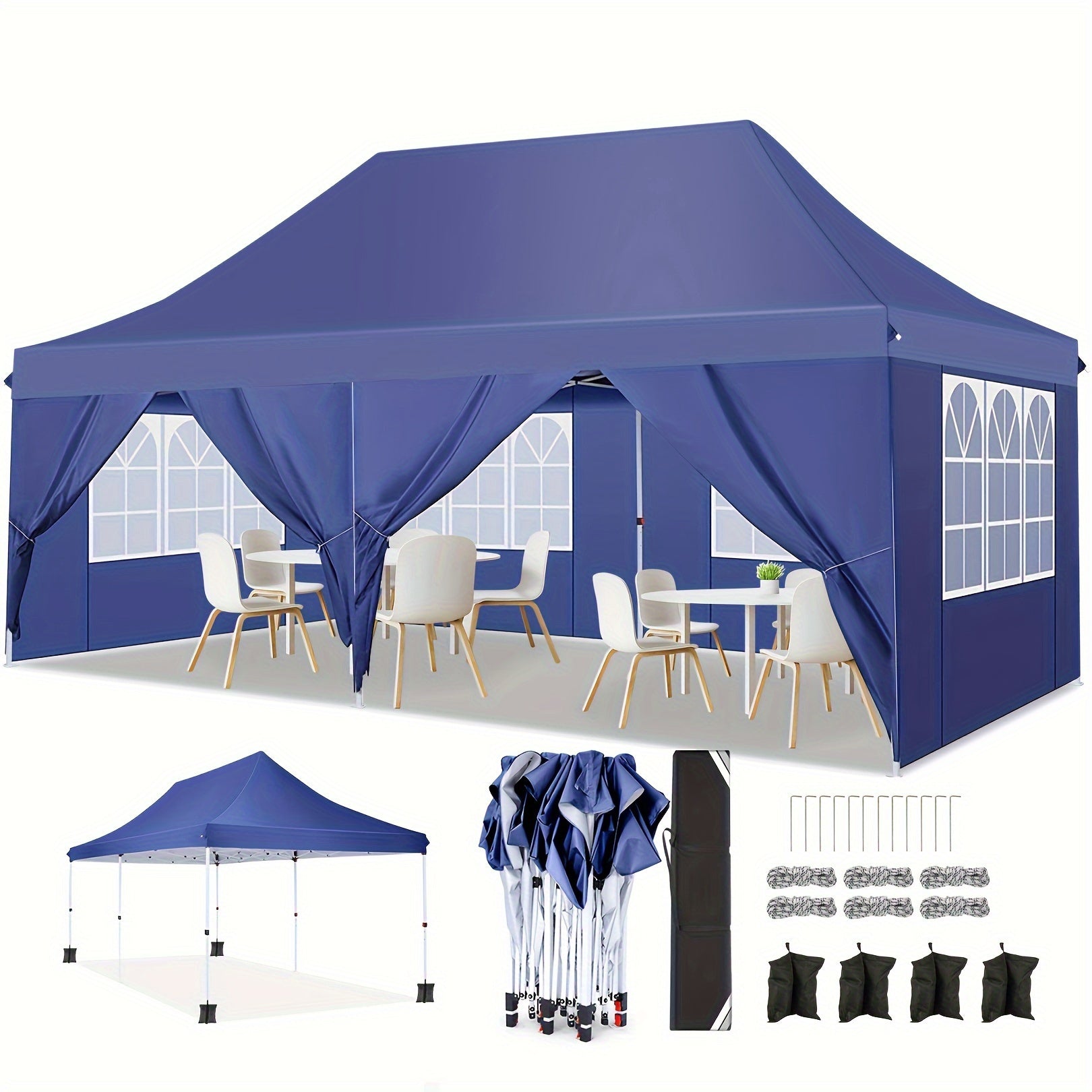Gazebo pieghevole da giardino, Bianco per giardino e terrazza – vista dettagliata 38