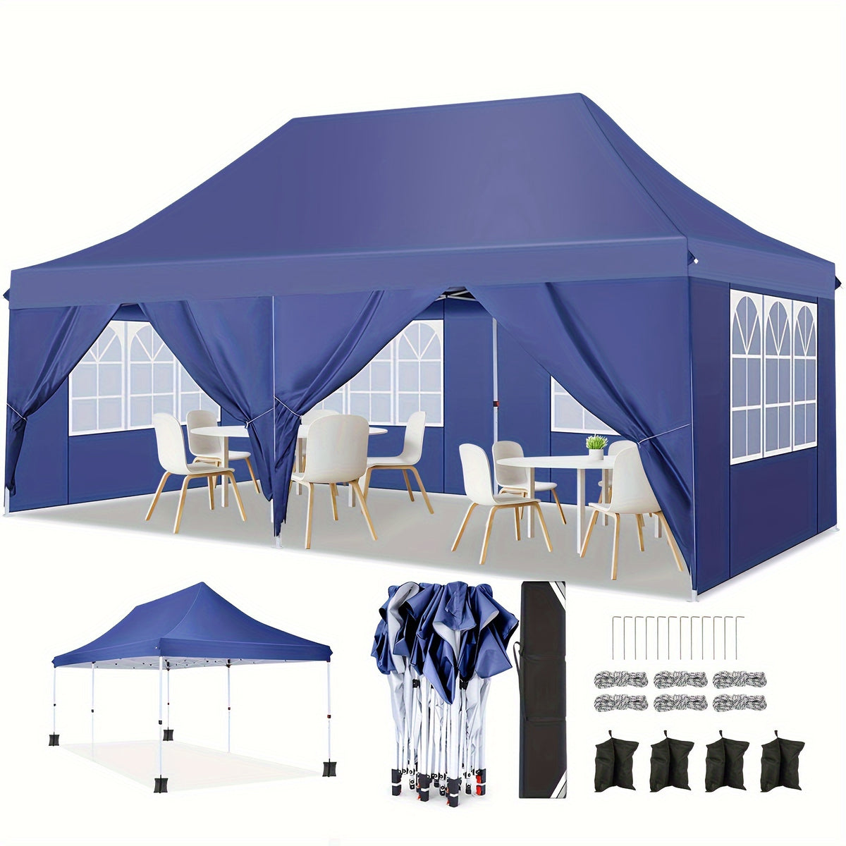Gazebo pieghevole da giardino, Bianco per giardino e terrazza – vista dettagliata 41