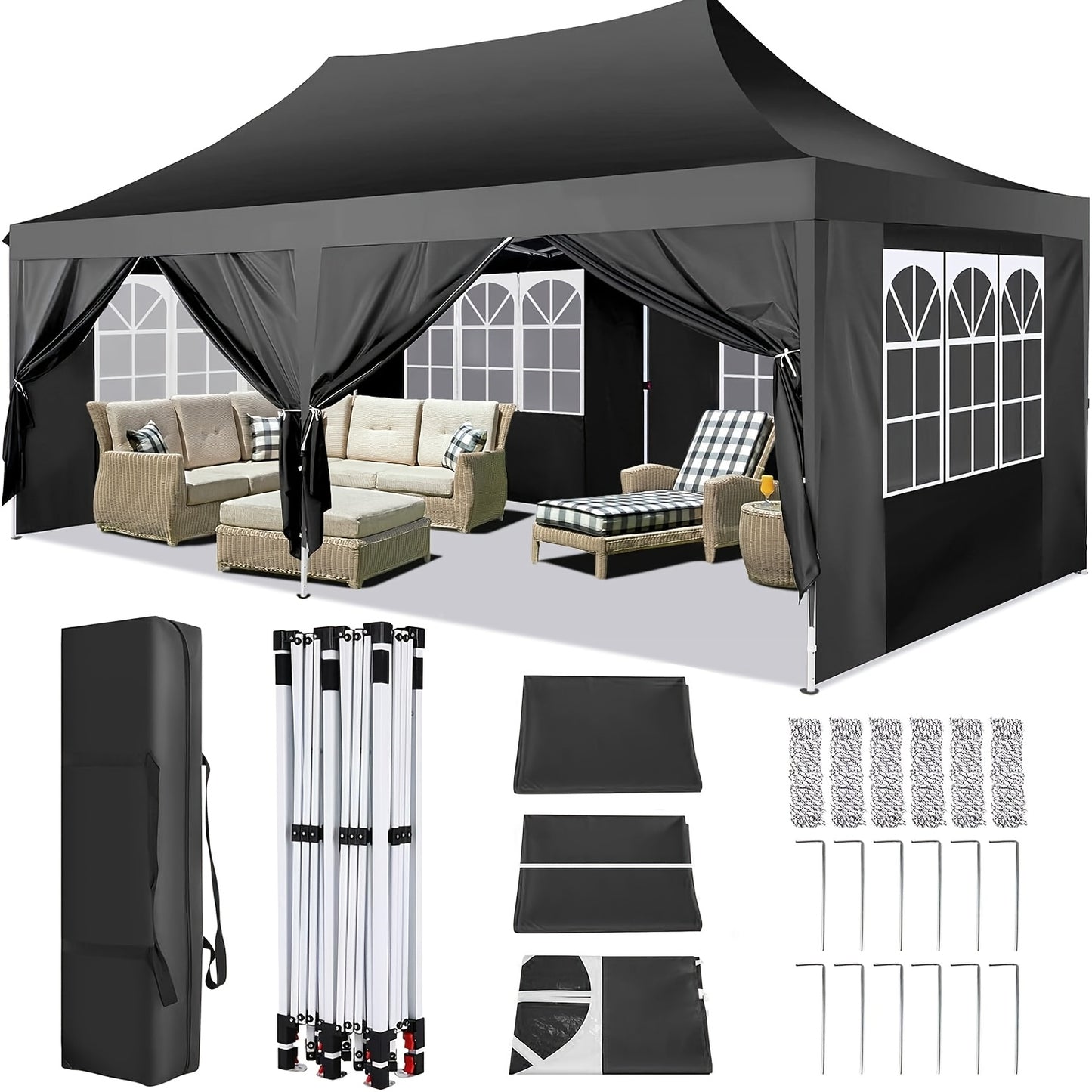 Gazebo pieghevole da giardino, Bianco per giardino e terrazza – vista dettagliata 43