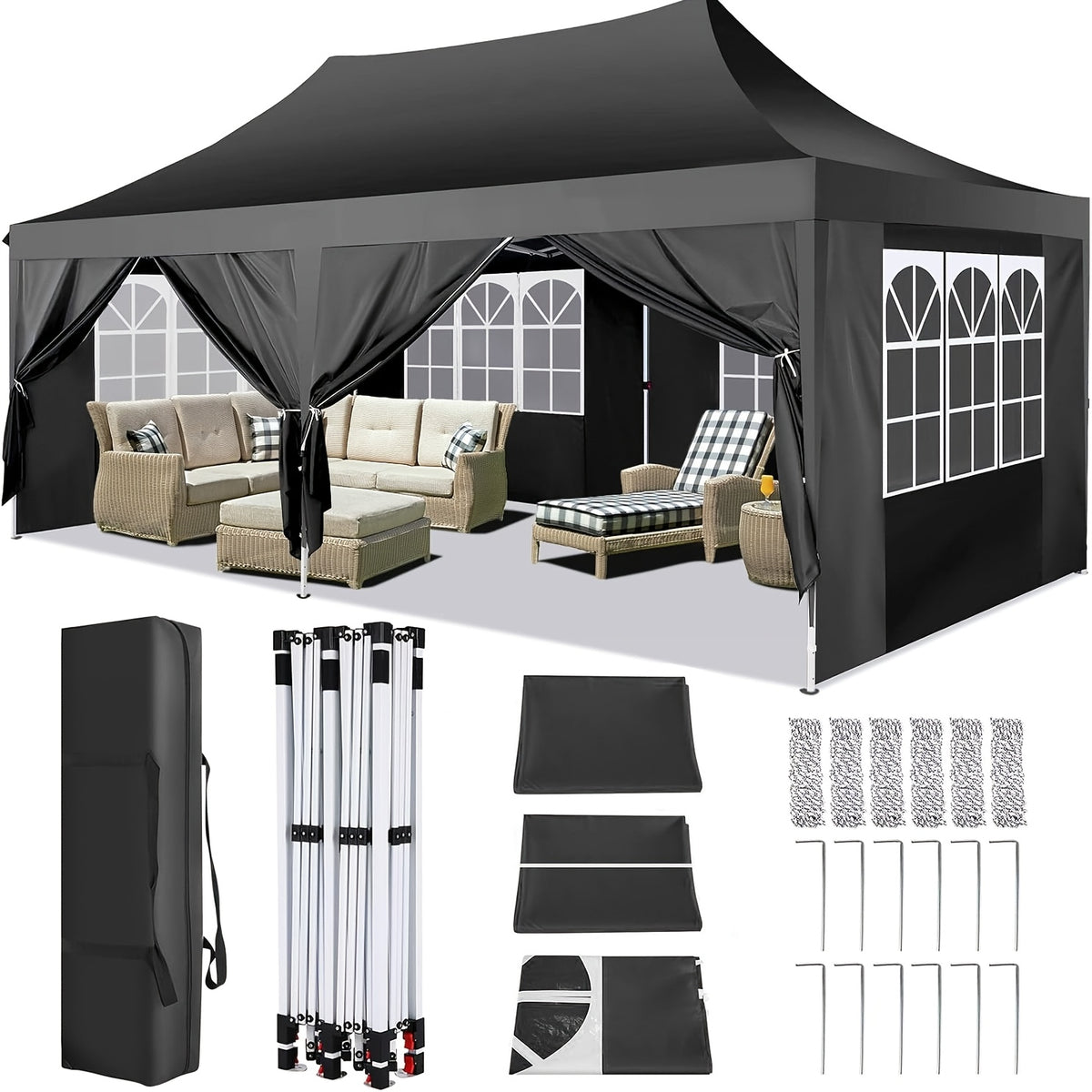 Gazebo pieghevole da giardino, Bianco per giardino e terrazza – vista dettagliata 43