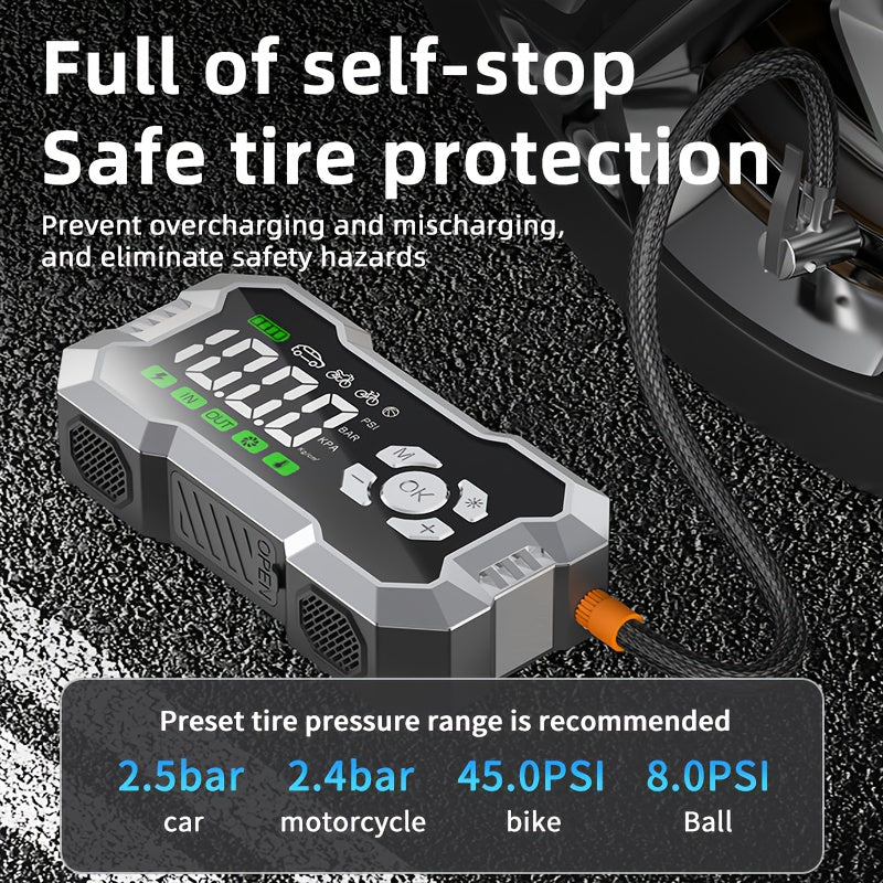Gonfiatore portatile per pneumatici, Avviatore Batteria Auto Portatile 150PSL per auto – vista dettagliata 13