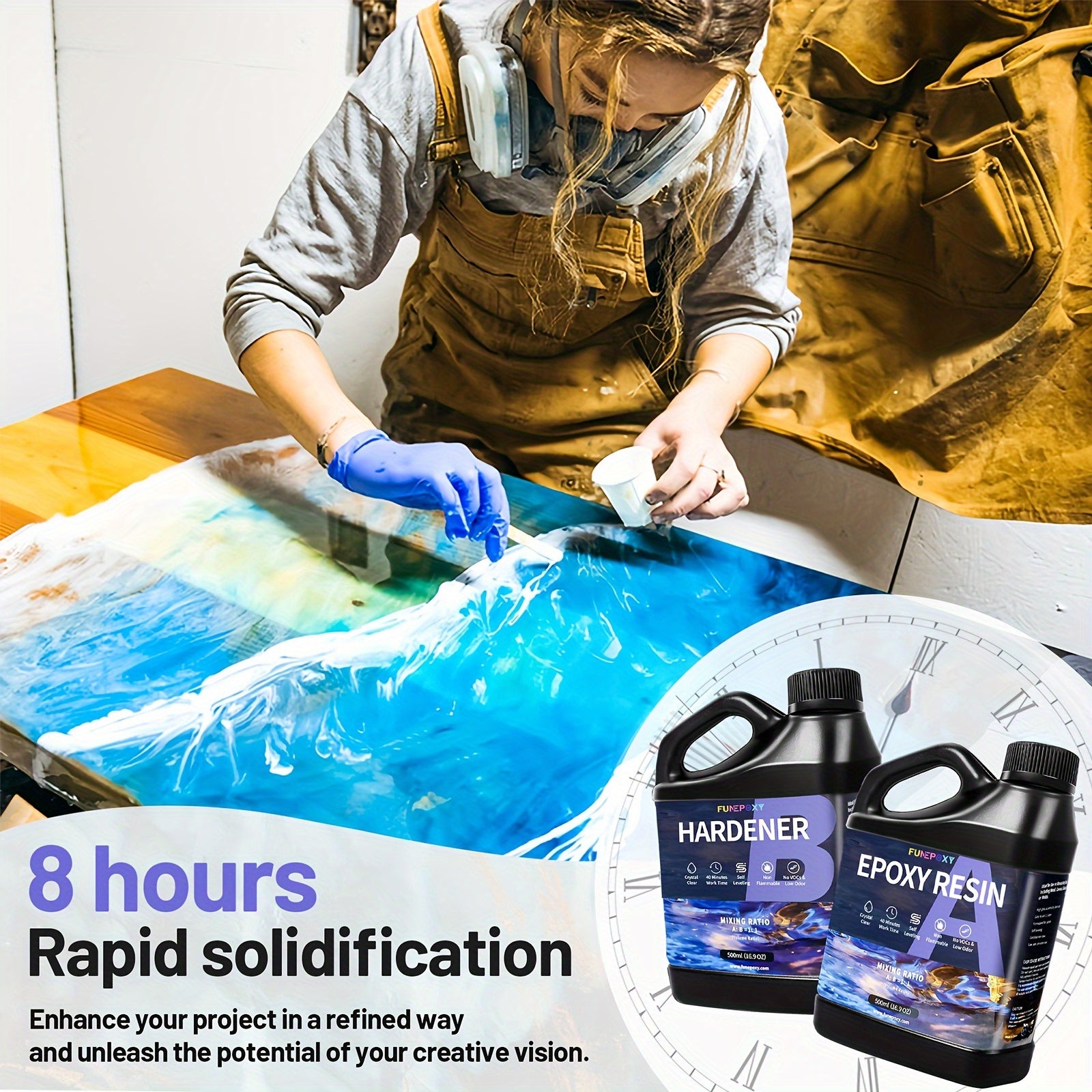 Kit di resina epossidica, 500Ml per Tavoli da Fiume e Colata Artistica – vista dettagliata 6