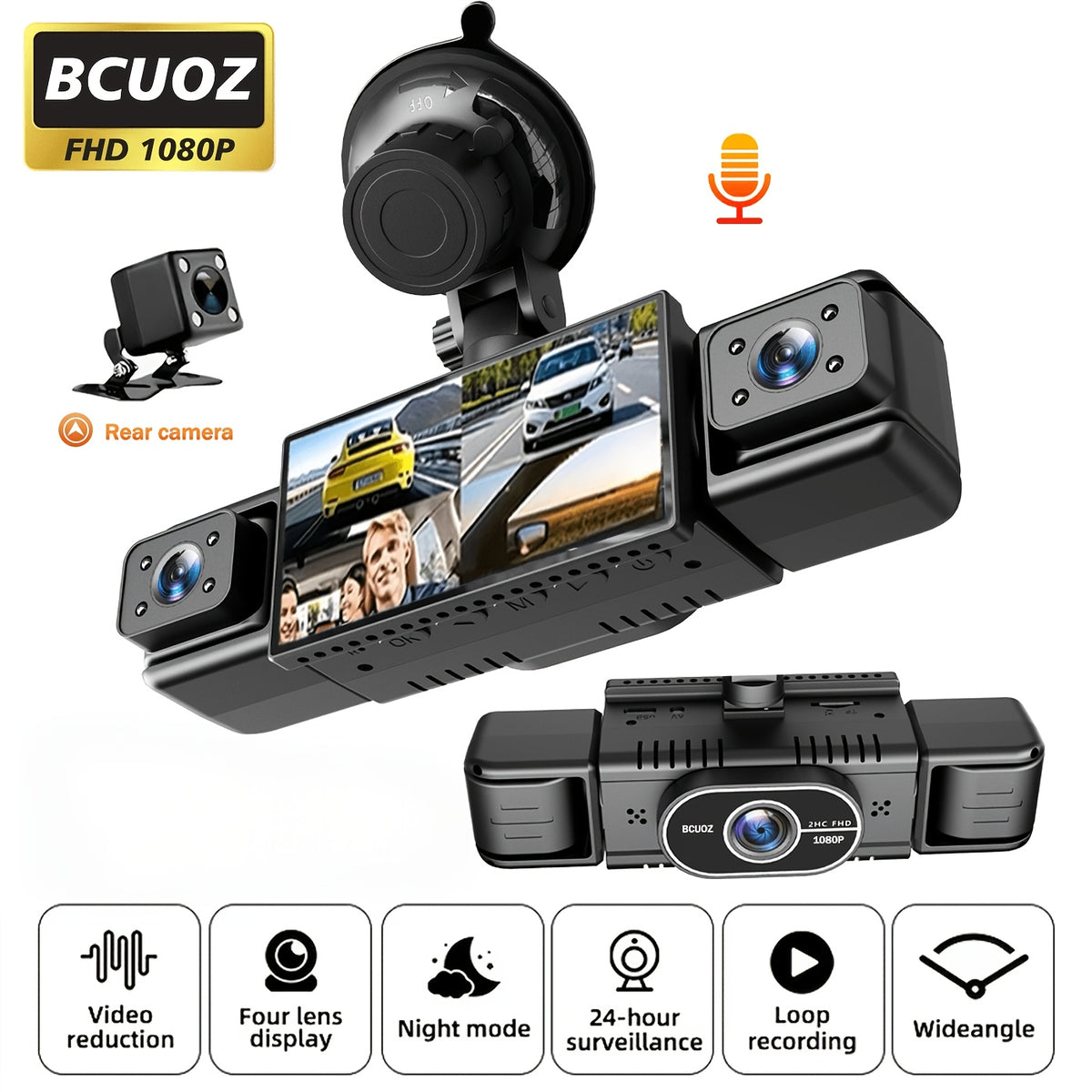 Kit Telecamera da Cruscotto BCUOZ, rotazione 360° per uso quotidiano e casa – vista dettagliata 2