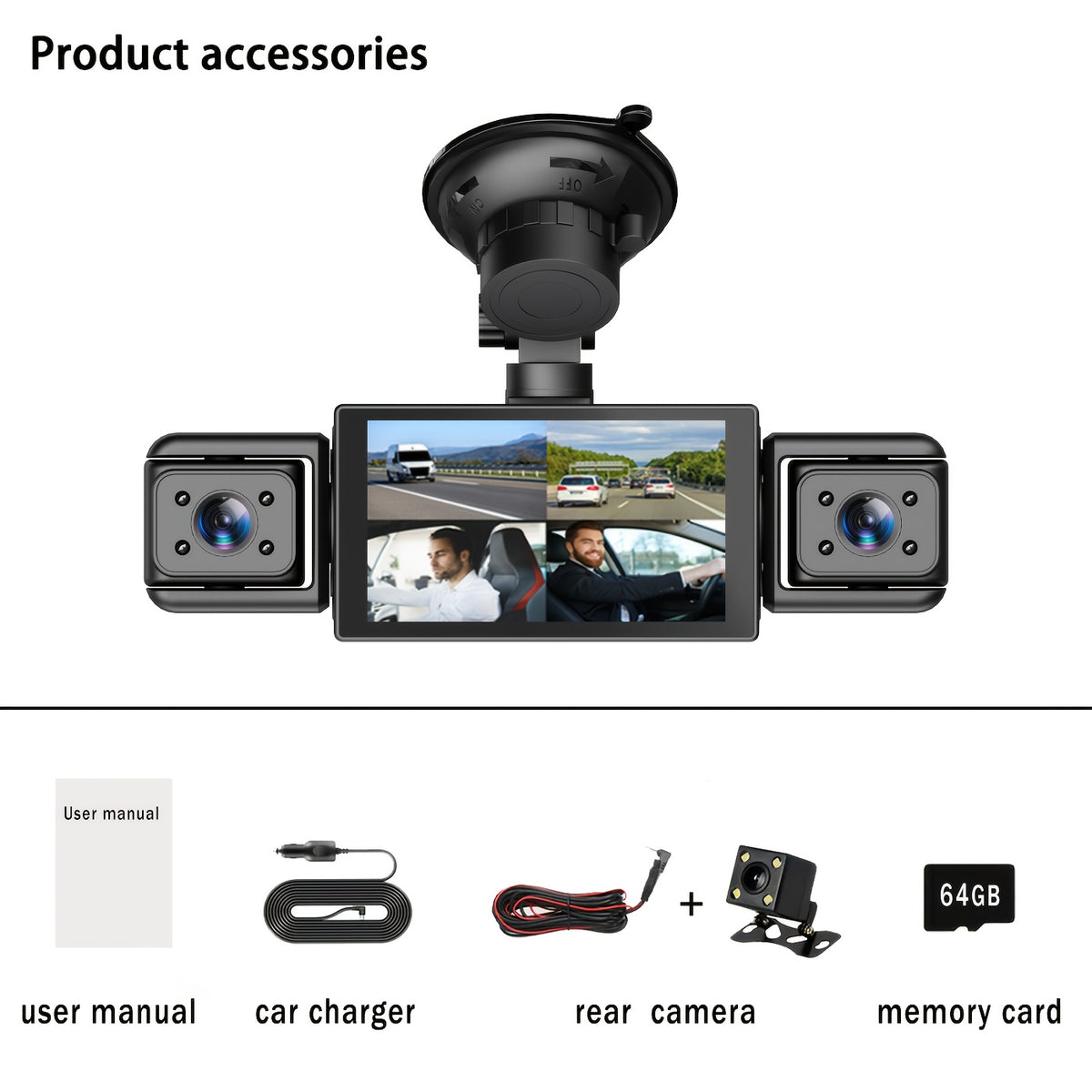 Kit Telecamera da Cruscotto BCUOZ, rotazione 360° per uso quotidiano e casa – vista dettagliata 4