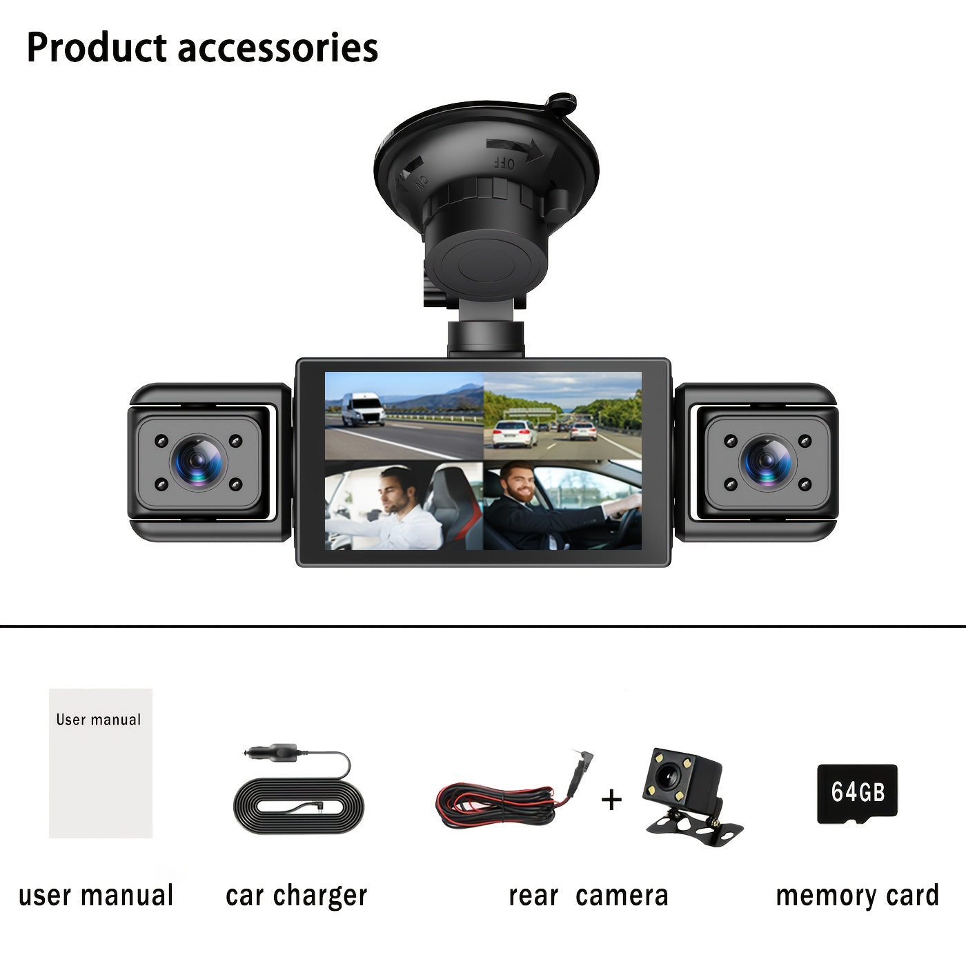 Kit Telecamera da Cruscotto BCUOZ, rotazione 360° per uso quotidiano e casa – vista dettagliata 4