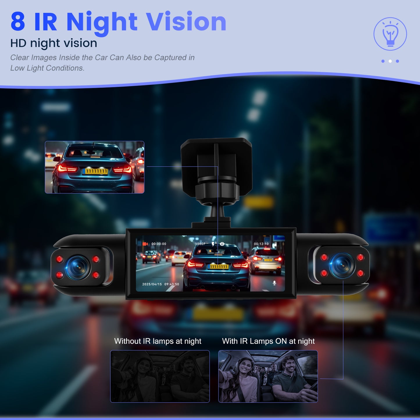 Kit Telecamera da cruscotto PODOFO, rotazione 360° per casa e viaggio – vista dettagliata 8