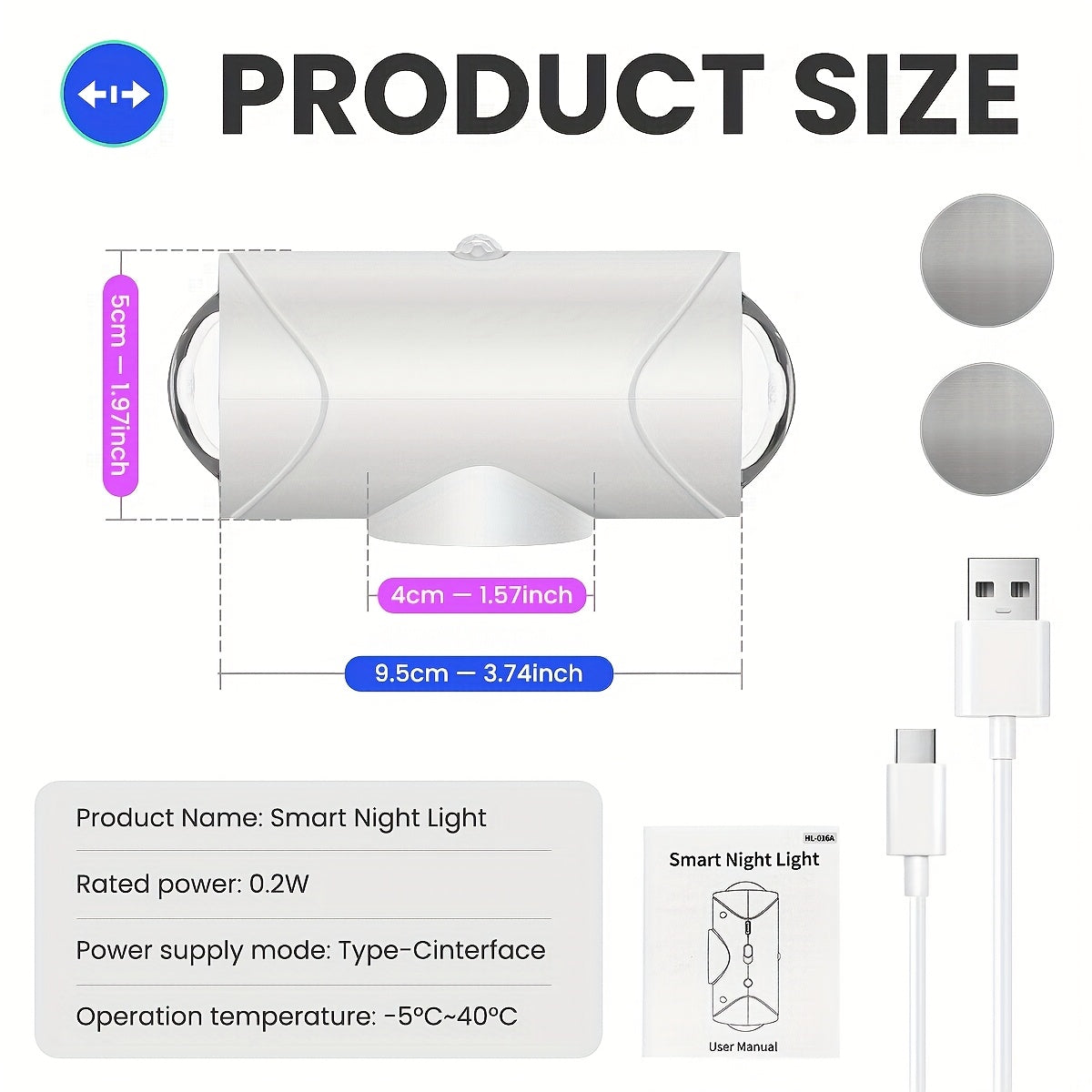 Luci Notturna LED Intelligente, ricaricabile per camera da letto e letto – vista dettagliata 2
