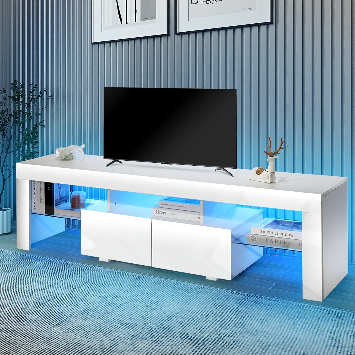 Mobile TV LED lucido, illuminazione LED per soggiorno e casa – vista dettagliata 4