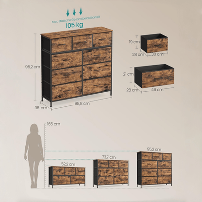 Mobiletto, Marrone-nero vintage per camera da letto e letto – vista dettagliata 4