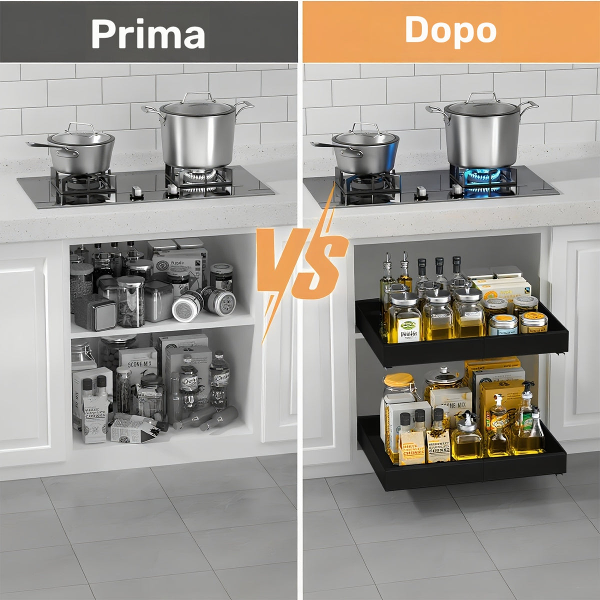 Organizer estraibile per pensili, 52cm per cucina – vista dettagliata 6