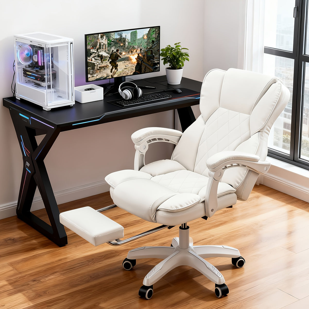 Poltrona reclinabile, Nero per gaming e postazione PC – vista principale