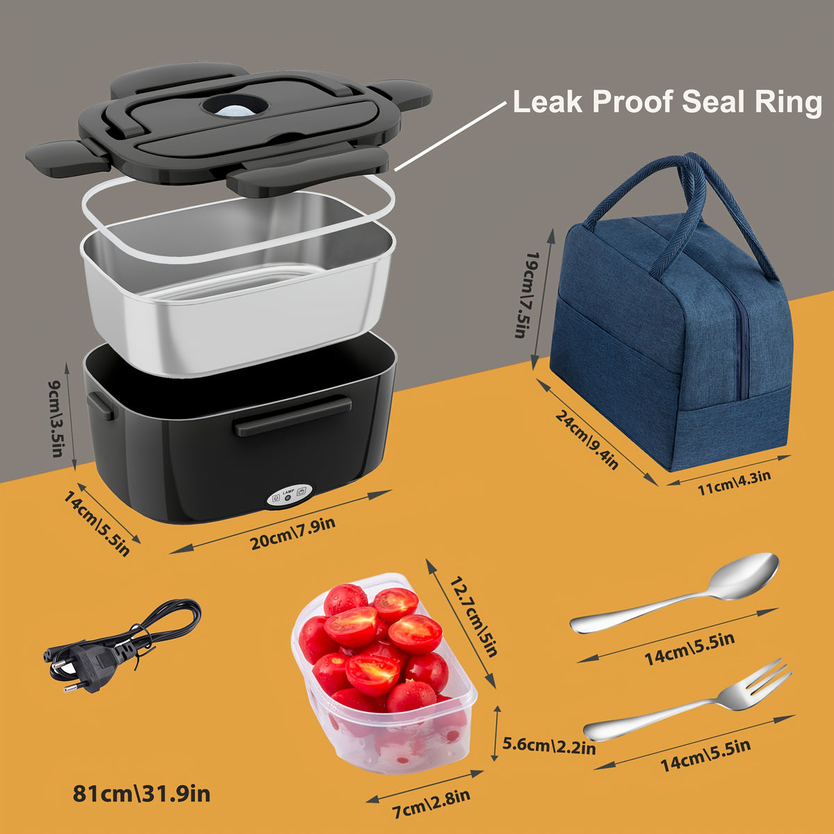 Portapranzo elettrico, 1,5L per zona pranzo e cucina – vista dettagliata 2