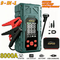 Avviatore Verde 8000A + Pompa ad Aria + Cavo Intelligente (con Funzione Martello di Sicurezza)