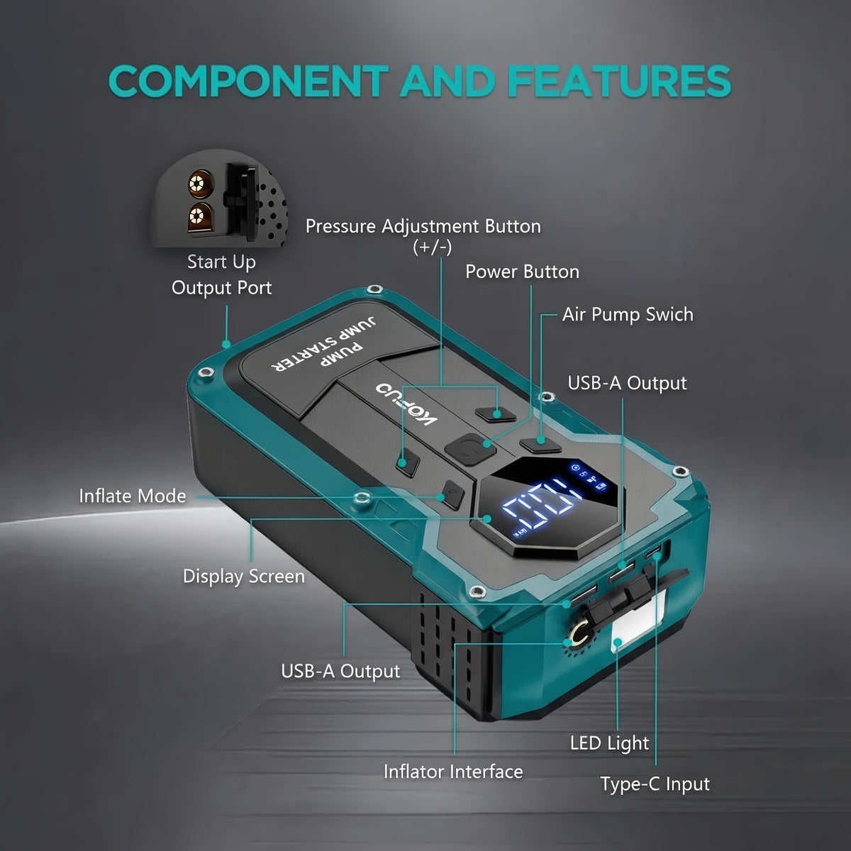 Power bank, Avviamento 7000A per auto – vista dettagliata 2