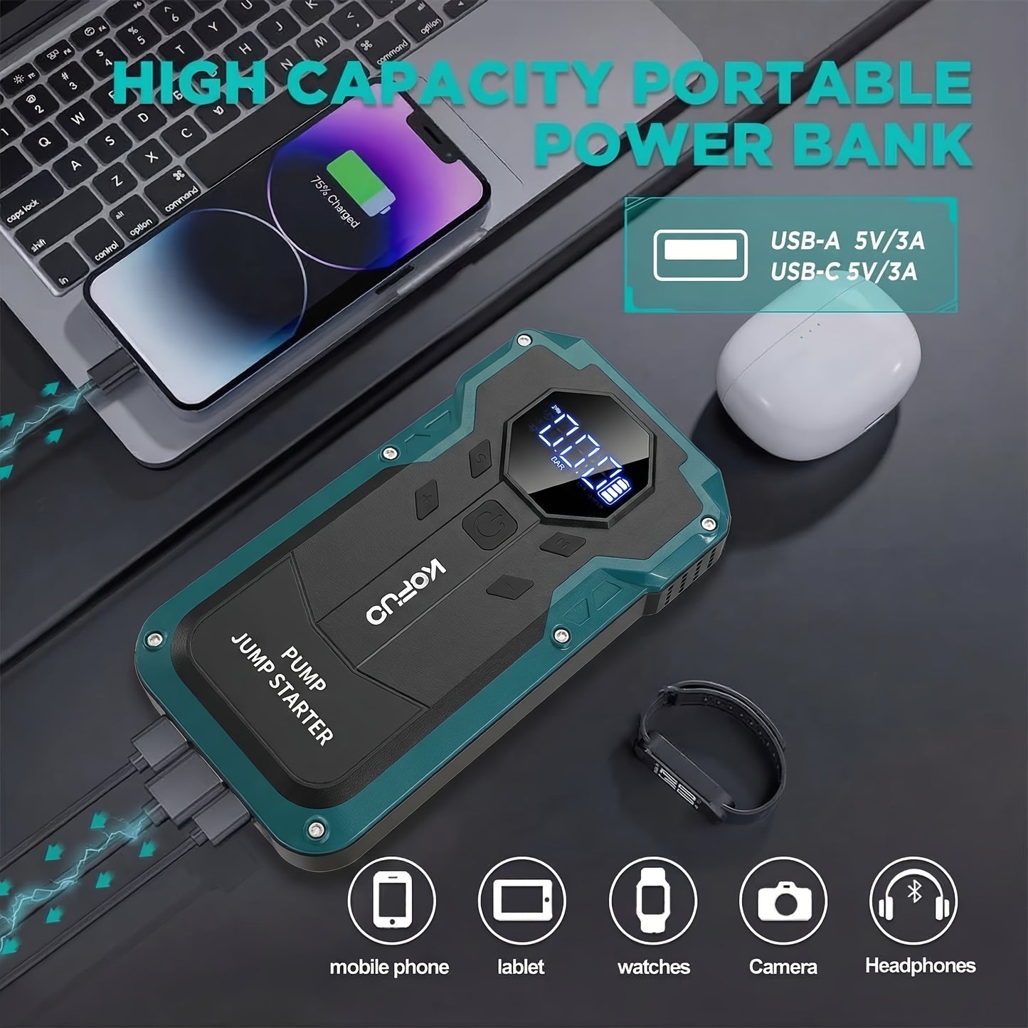 Power bank, Avviamento 7000A per auto – vista dettagliata 6