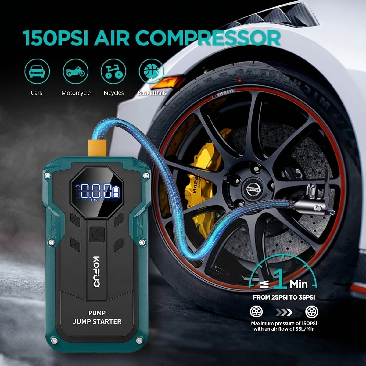 Power bank, Avviamento 7000A per auto – vista dettagliata 7