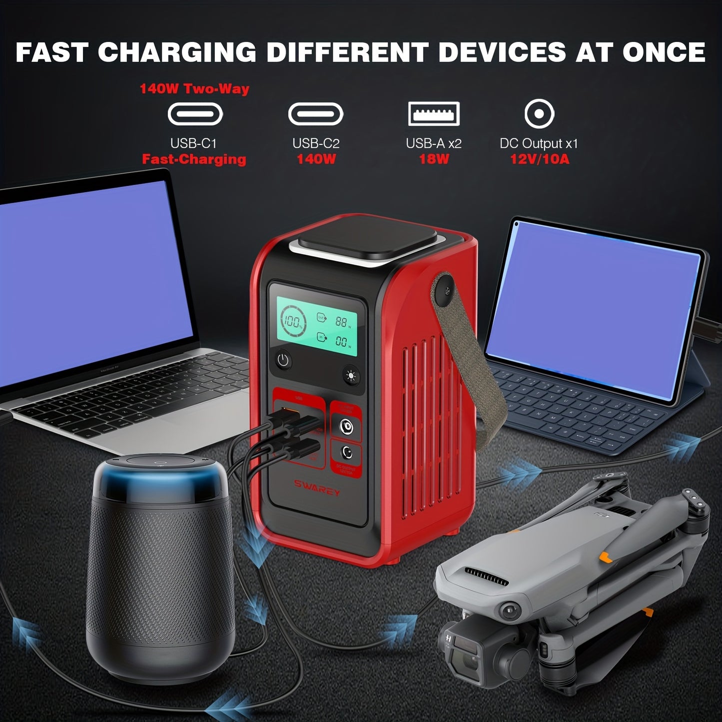 Power station portatile, 140 W per campeggio e viaggio – vista dettagliata 5