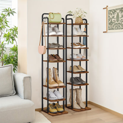 Rack per scarpe verticale, Marrone ruggine e nero per viaggio e veicolo – vista dettagliata 2