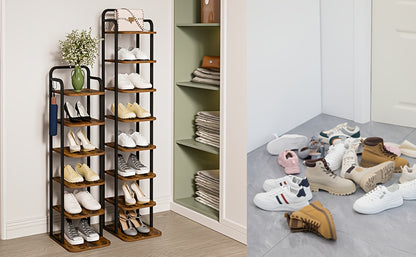 Rack per scarpe verticale, Marrone ruggine e nero per viaggio e veicolo – vista dettagliata 11