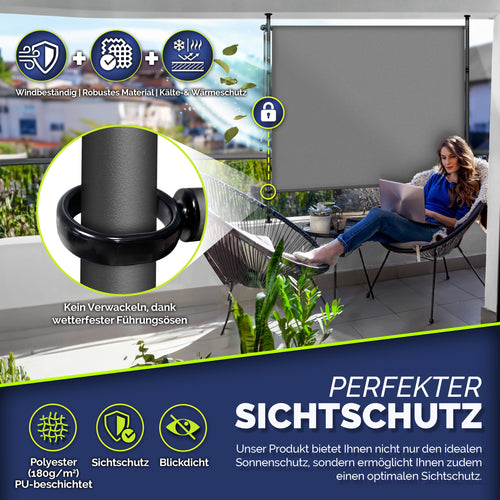 Schermo frangivista, Antracite, Beige per balcone e giardino – vista principale