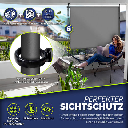 Schermo frangivista, Antracite, Beige per balcone e giardino – vista dettagliata 27