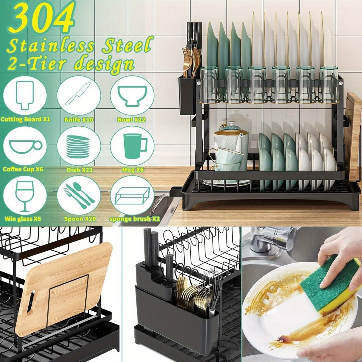 Scolapiatti, Bianco per cucina – vista dettagliata 3