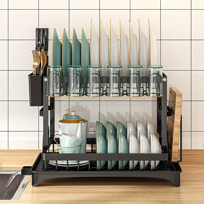 Scolapiatti, Nero (regalo 5 panni per la pulizia) per cucina e zona pranzo – vista dettagliata 4