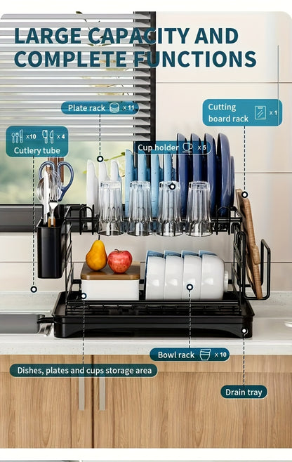 Scolapiatti, Nero (regalo 5 panni per la pulizia) per cucina e zona pranzo – vista dettagliata 11