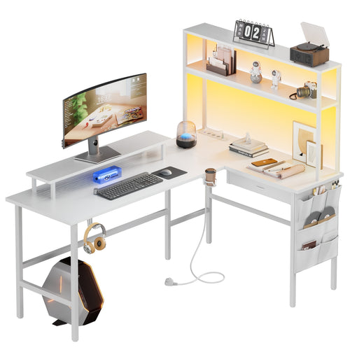 Scrivania angolare, illuminazione LED per ufficio e smart working – vista principale