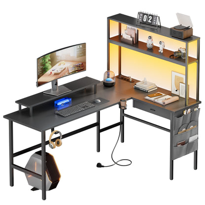 Scrivania angolare, illuminazione LED per ufficio e smart working – vista dettagliata 6