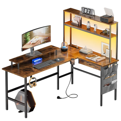 Scrivania angolare, illuminazione LED per ufficio e smart working – vista dettagliata 8