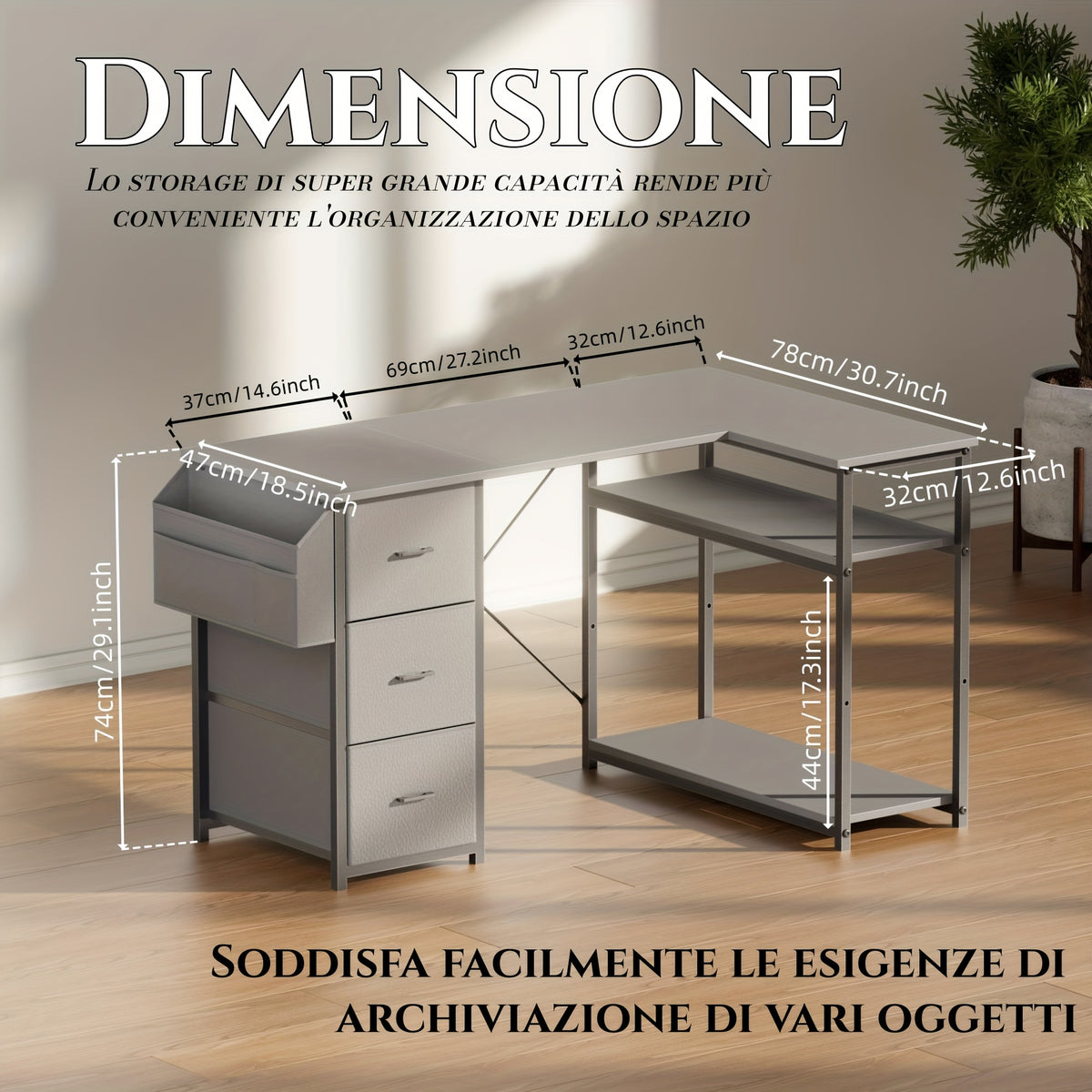 Scrivania angolare, Nero per smart working e ufficio – vista dettagliata 4