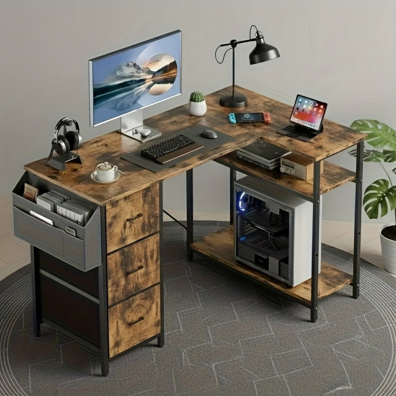 Scrivania angolare, Nero per smart working e ufficio – vista dettagliata 6